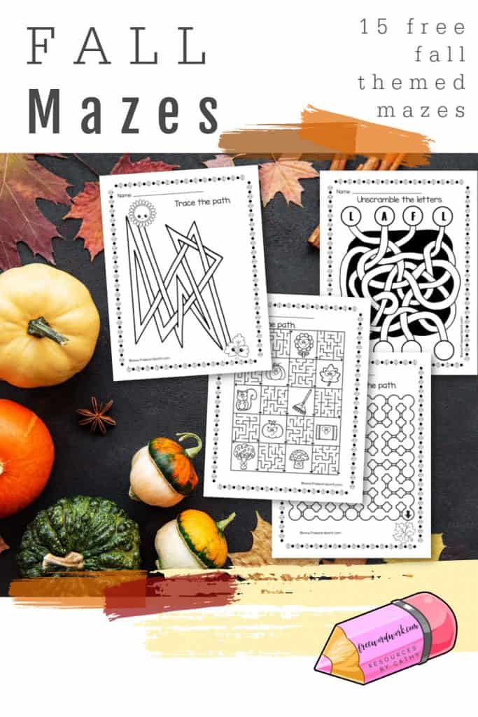 Download and print these 15 free fall mazes for children for a fun autumn activity for your children.