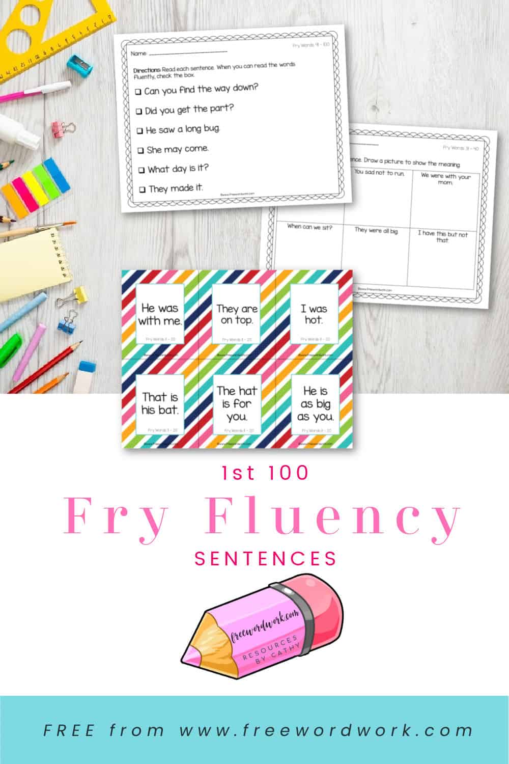 Fry Fluency Sentences 1st 100 Free Word Work