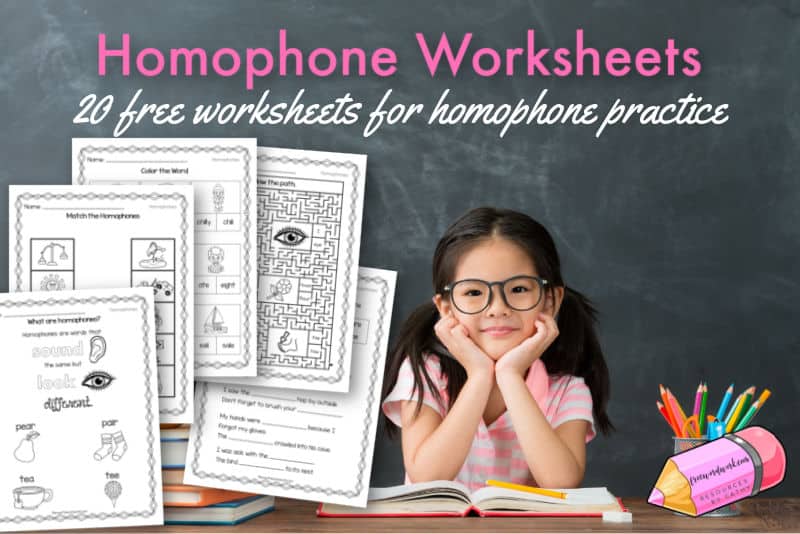 Add these free homophone worksheets to your collection of English grammar worksheets.