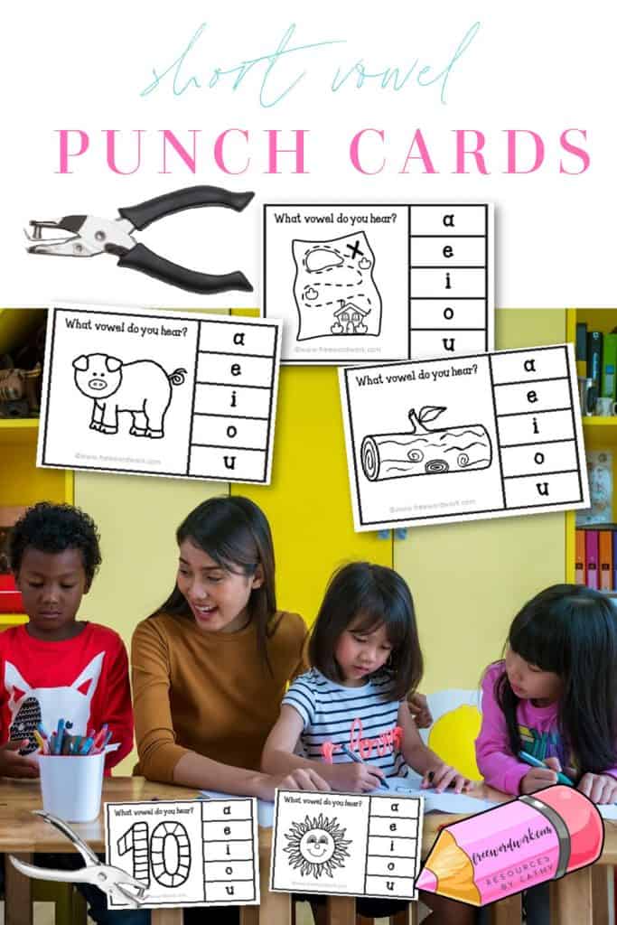 Download these short vowel punch cards for your child's phonics practice.