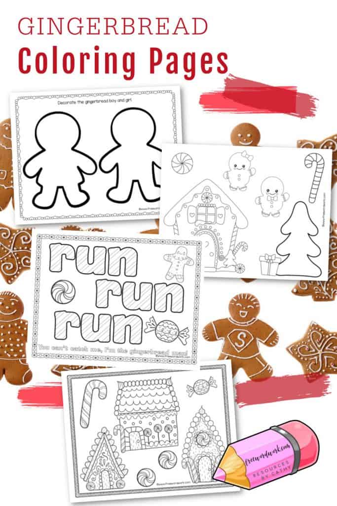 Children will enjoy these gingerbread coloring pages as a themed option during a break at home or school. 