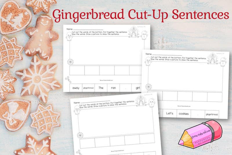 Use this set of gingerbread cut-up sentences as a winter-themed literacy activity for your children.