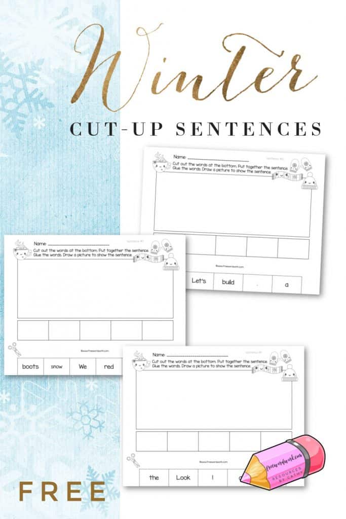 This set of winter cut-up sentences will help your children practice simple sentences with a winter theme.