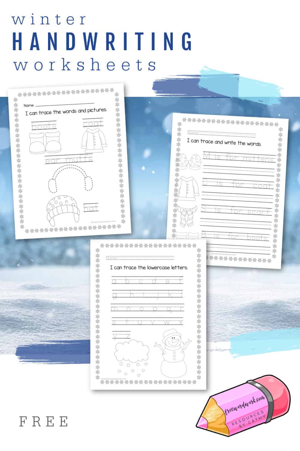 Winter Handwriting Practice Free Word Work