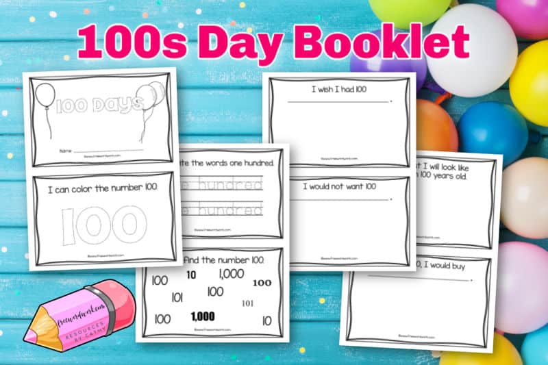 Download this free hundreds day booklet to help your children celebrate the 100th day of school.