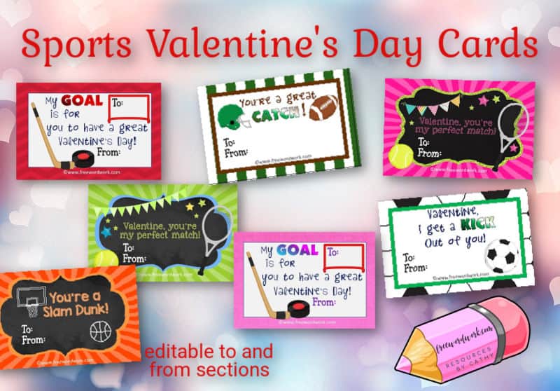 Download these free, editable sports Valentine cards for your children to pass out at school or to their friends at home.