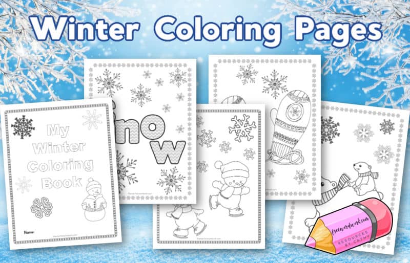 Download this free set of winter coloring pages to use as a relaxing break for your children.
