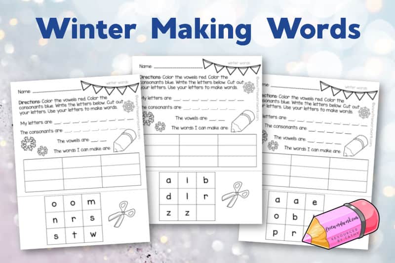 Download these winter making words printables for independent practice during a literacy center.