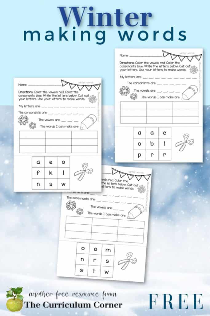 Download these winter making words printables for independent practice during a literacy center.