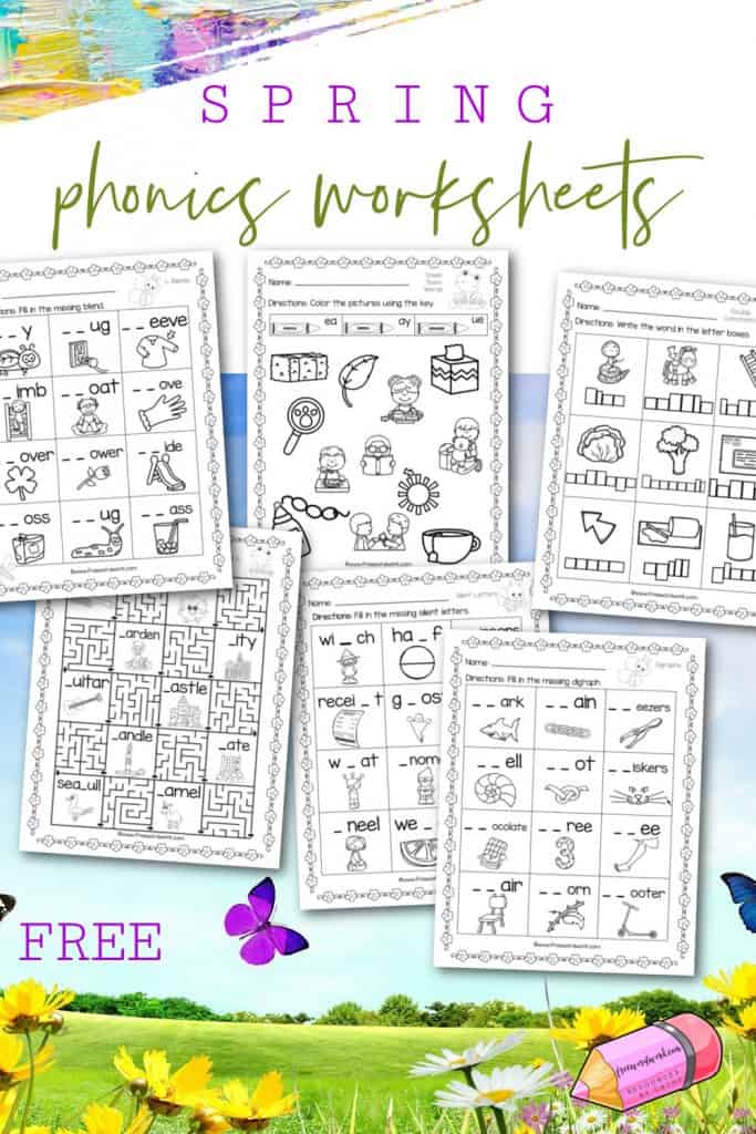 Download these free phonics worksheets to help your children practice a range of phonics skills with spring-themed pages.