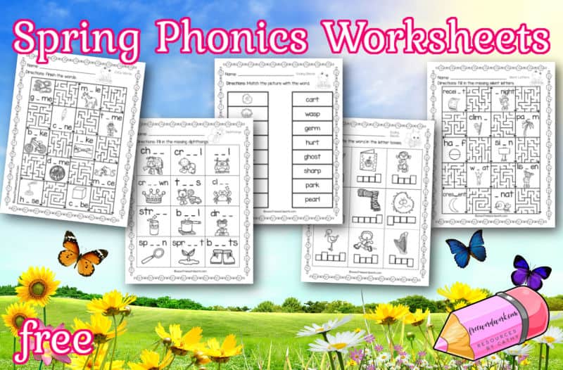 Download these free phonics worksheets to help your children practice a range of phonics skills with spring-themed pages.