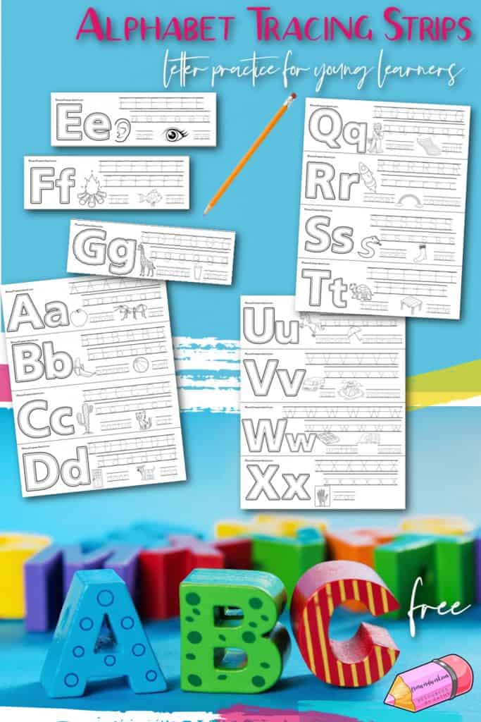 Download these free printable, traceable letters worksheets to create your own tracing strips for the alphabet. 