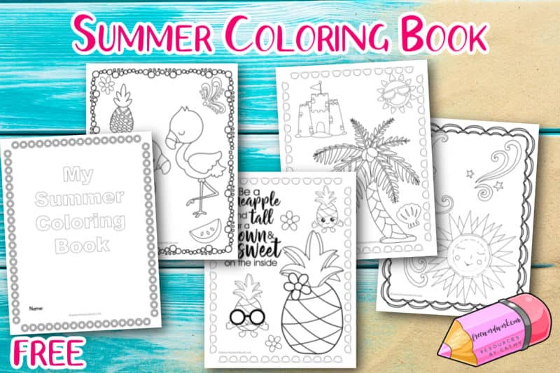 Download this free set of summer coloring pages to help you create your own summer coloring books for your classroom or children at home.
