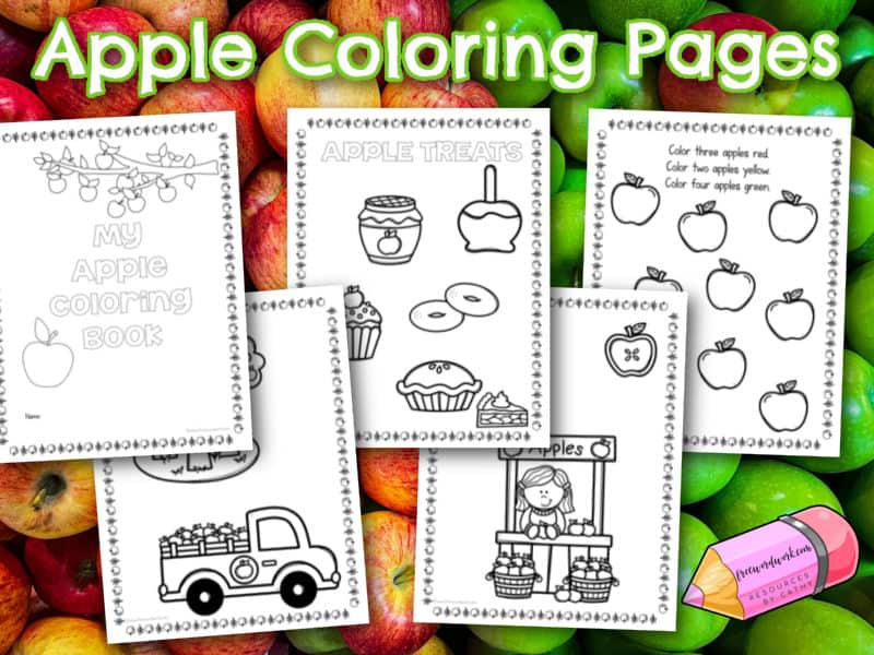 Download these free apple coloring pages to help you create your own apple themed coloring books for fall. 