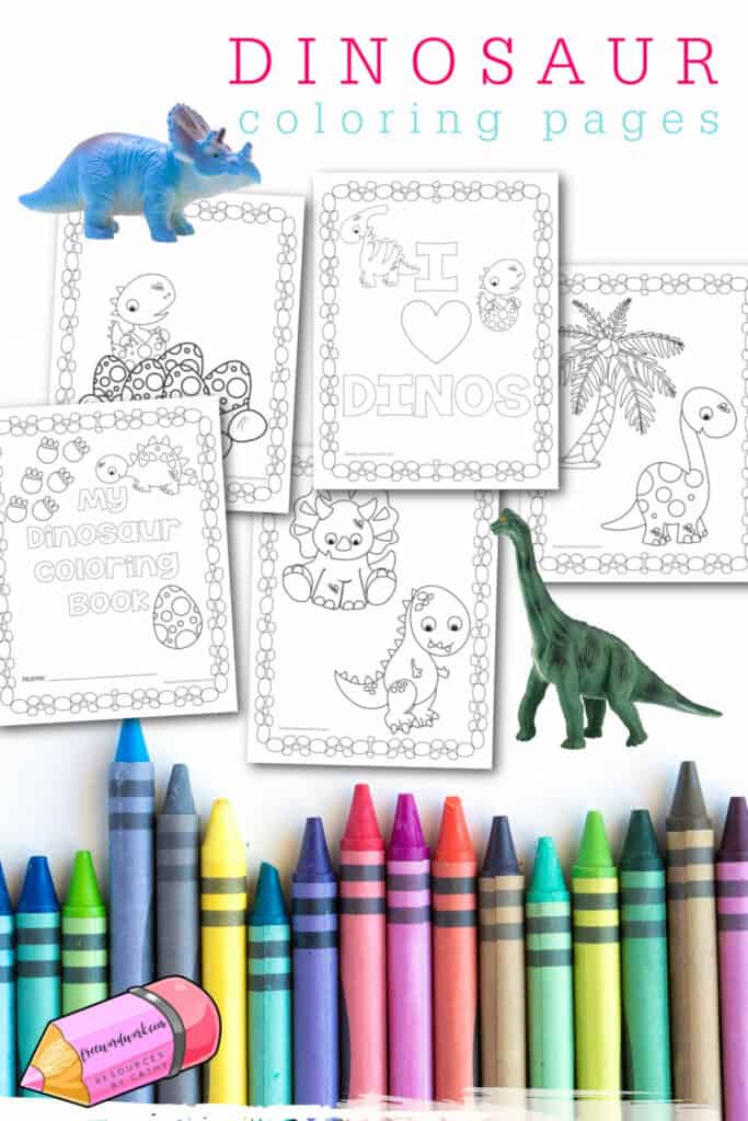 Use these dinosaur coloring pages to make your dinosaur lover their own free coloring book.