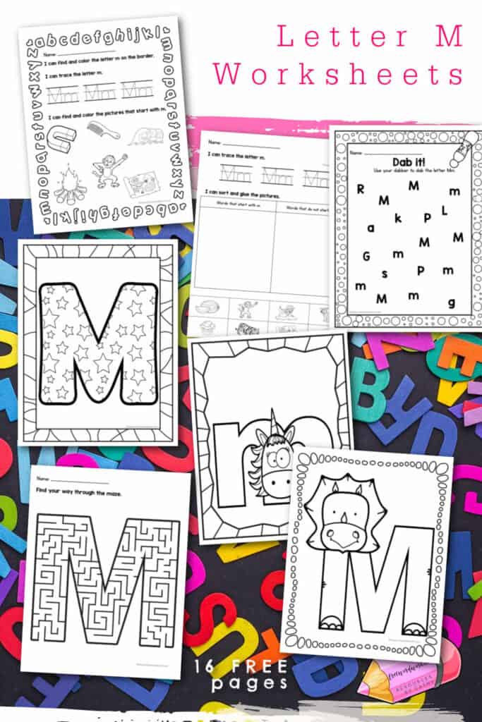 This alphabet download contains 16 Letter M Worksheets for focusing on single letter practice in the classroom or at home.