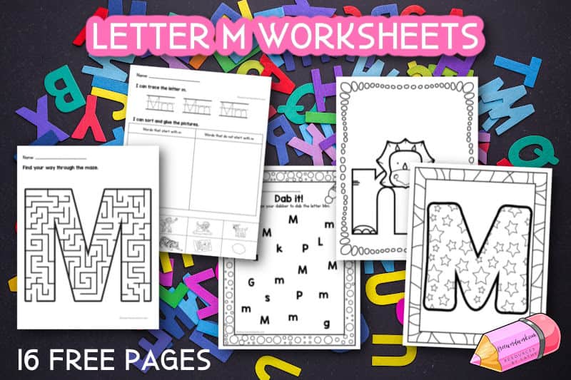 This alphabet download contains 16 Letter M Worksheets for focusing on single letter practice in the classroom or at home.