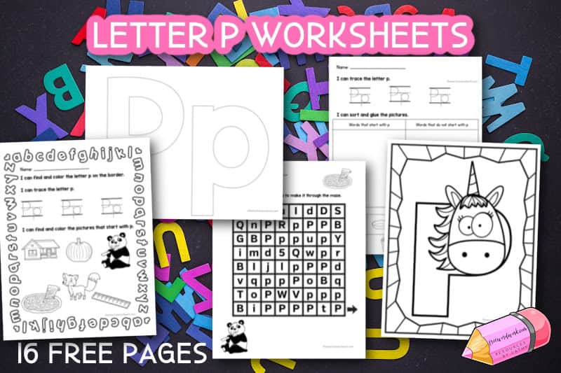 You can download a set of 16 Letter P Worksheets to help your children practice the letter p in your homeschool or classroom.