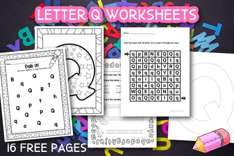 Download this free set of 16 Letter Q Worksheets to work with your children on the letter q at home or in the classroom.