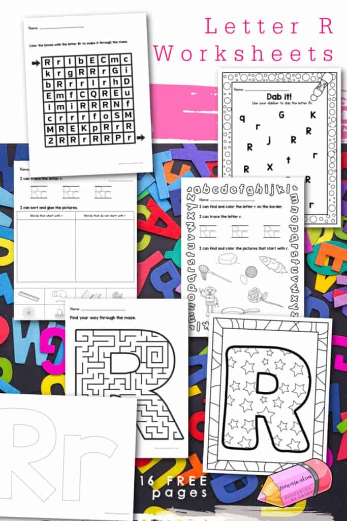 You can download this set of 16 letter R worksheets to help your students practice the letter r in the classroom or at home.