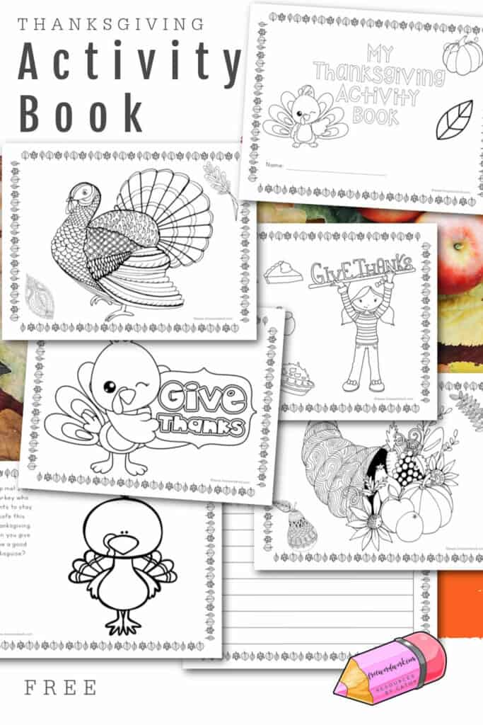 These Thanksgiving coloring pages can be used to create your own Thanksgiving activity book for seasonal fun.