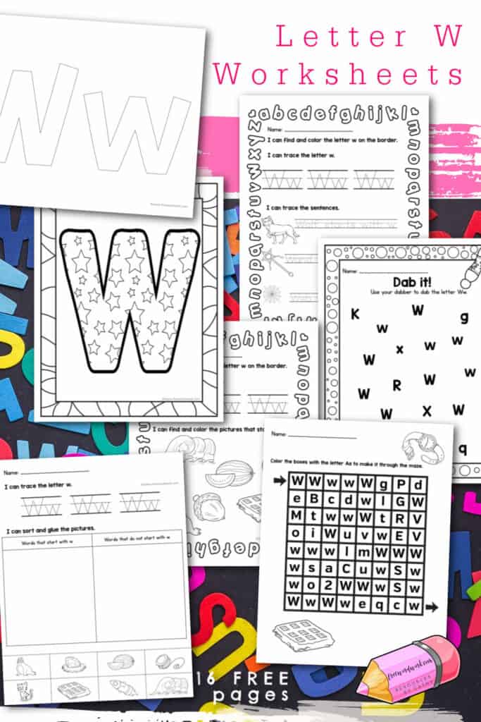 Download this free set of 16 letter w worksheets to help your children work on learning the letter w.