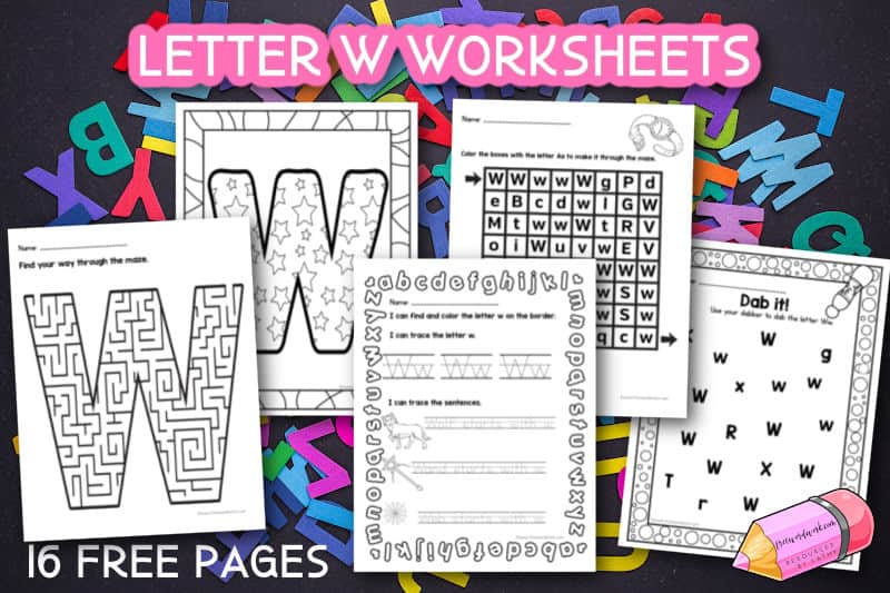Download this free set of 16 letter w worksheets to help your children work on learning the letter w.