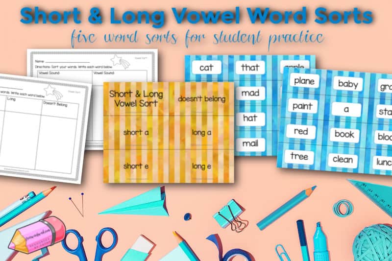 Give students practice with vowel sounds using this short and long vowel word sort set.