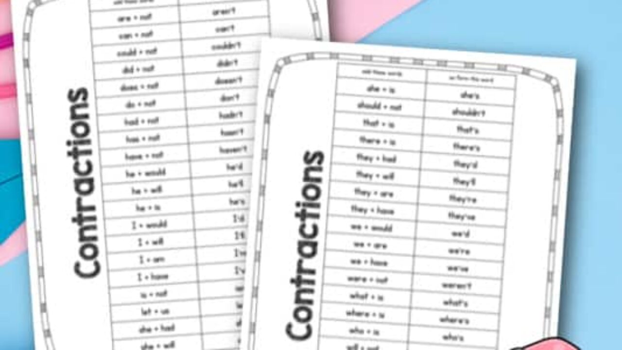 contraction-word-list-free-word-work