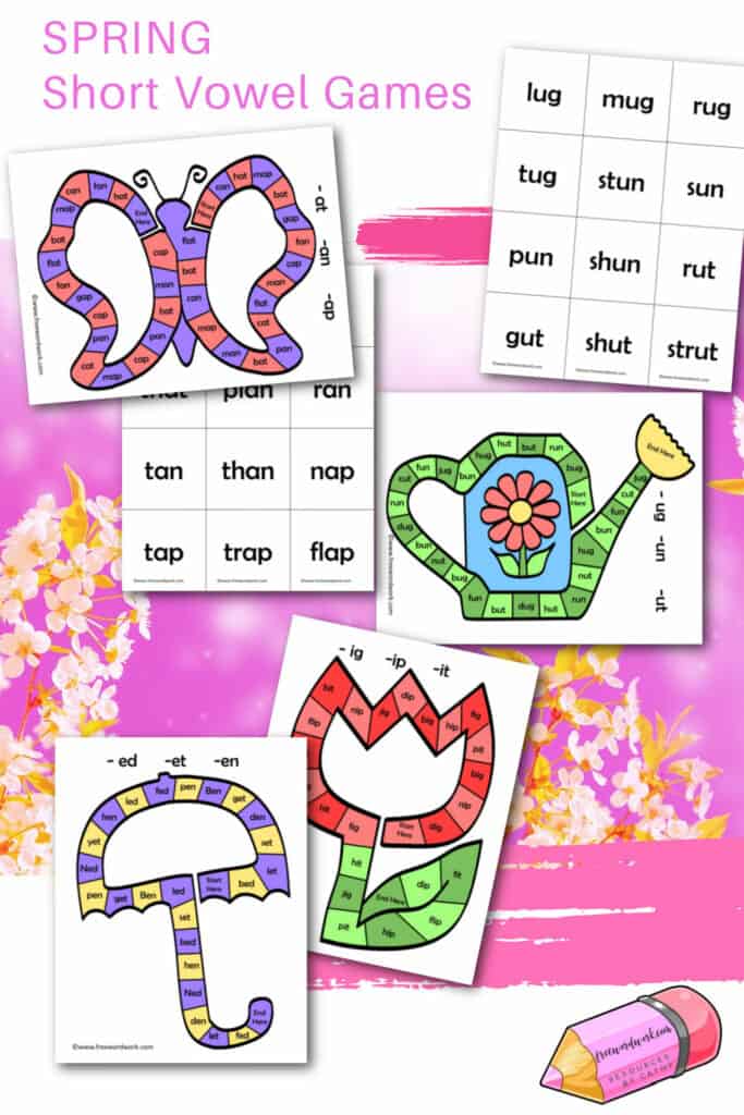 These spring short vowel games will help your students practice short vowel sounds in an engaging way.