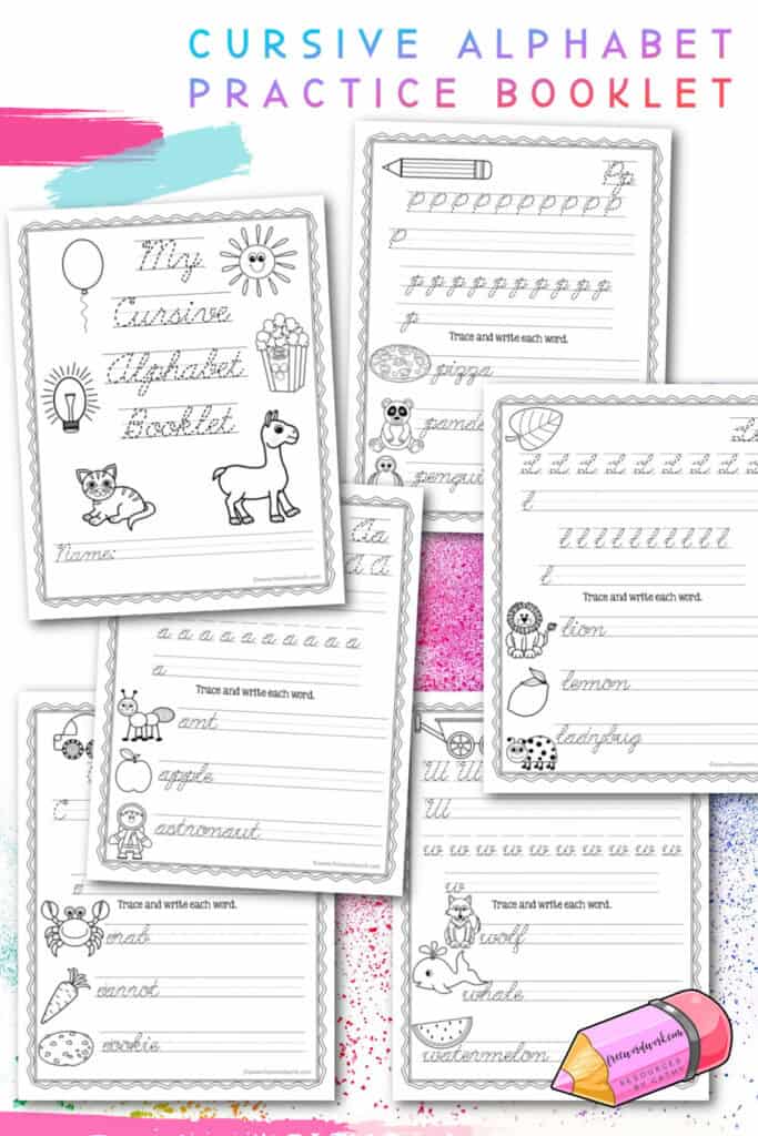 This free cursive letters printable booklet will provide your students with an introduction to writing each letter in cursive.