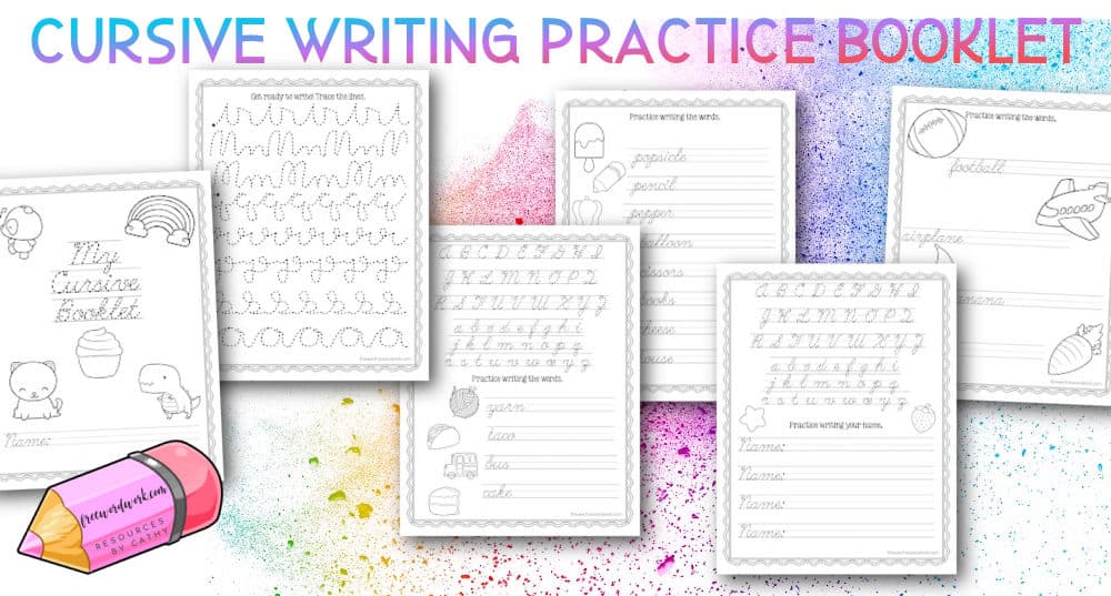 Download this free cursive writing practice booklet to help your children begin to write in cursive.