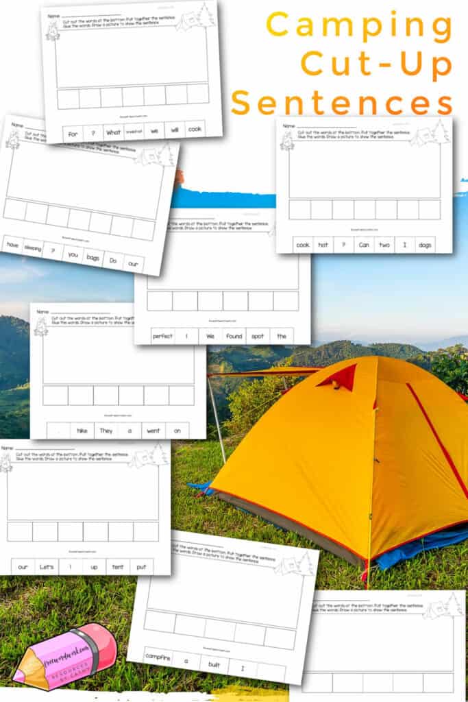 Download these free camping cut-up sentences for a literacy center your students will love.