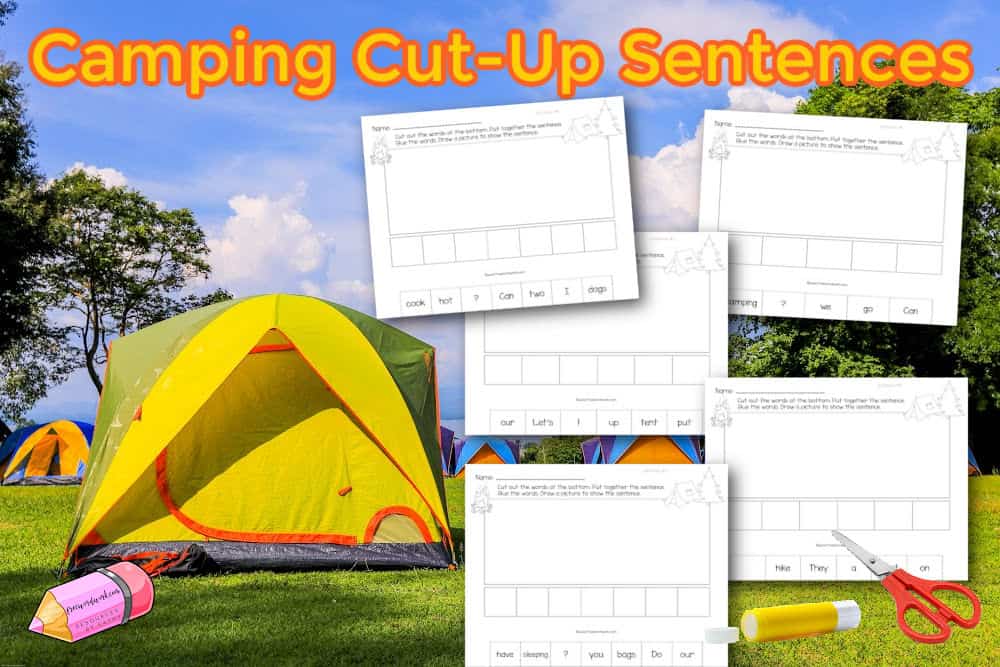 Download these free camping cut-up sentences for a literacy center your students will love.