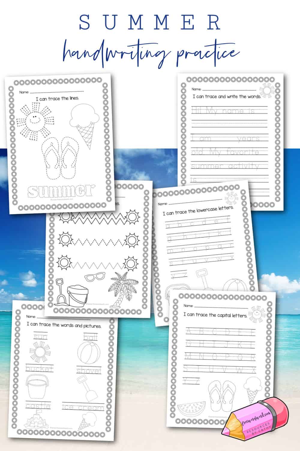 Summer Handwriting Practice Free Word Work
