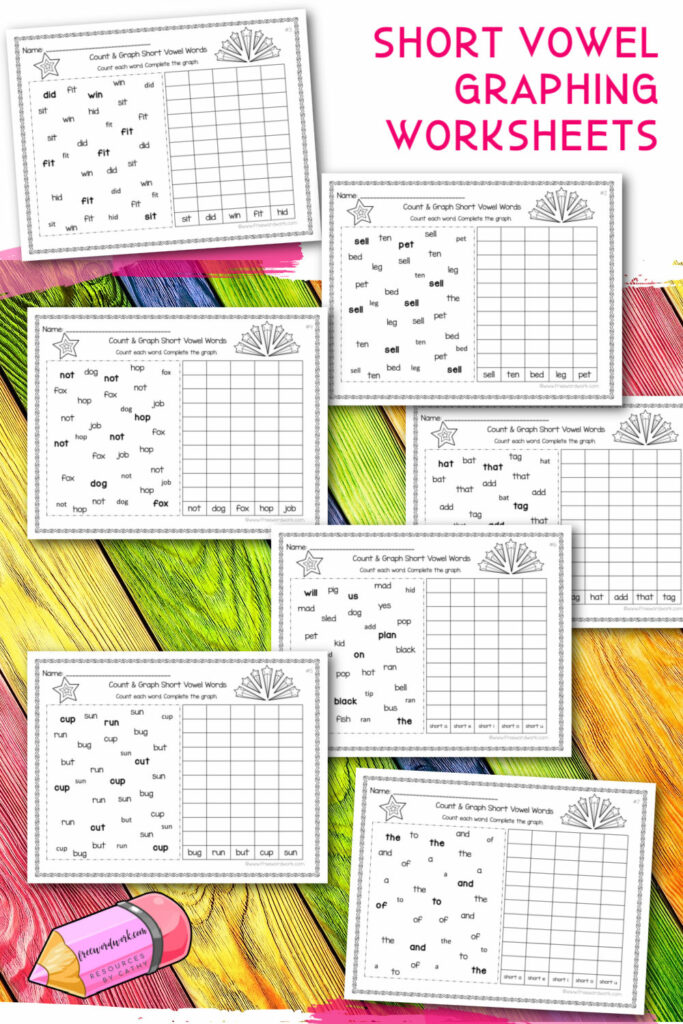 Add these short vowel words graphing worksheets to your collection of phonics practice printables for your classroom.