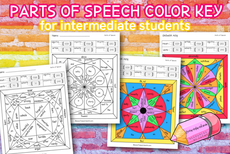 parts of speech coloring paper