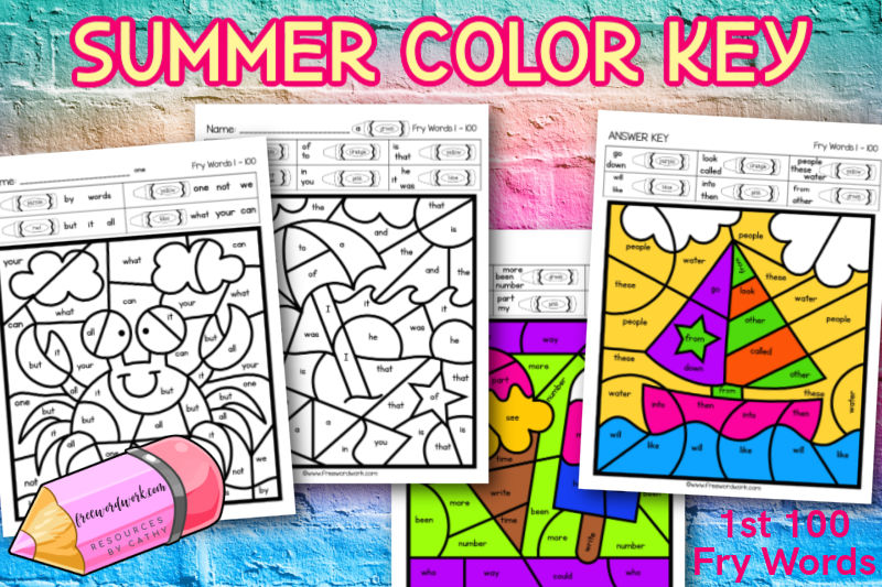 Download this free summer Fry color code set to give your children practice with Fry Words.