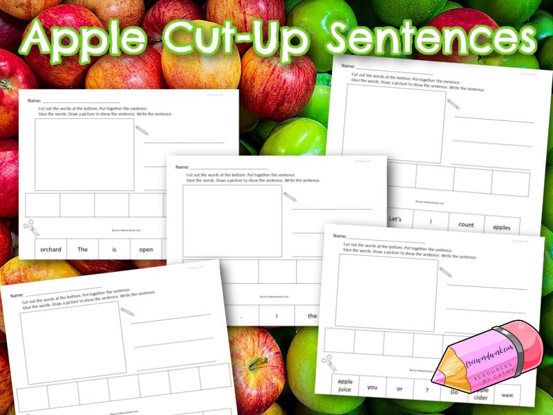Apple cut-up sentences for early literacy and fine motor practice