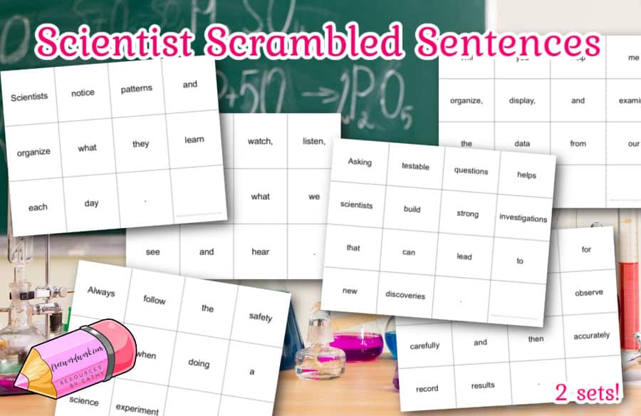 This set of scientist scrambled sentences can be a fun addition to your science classroom.